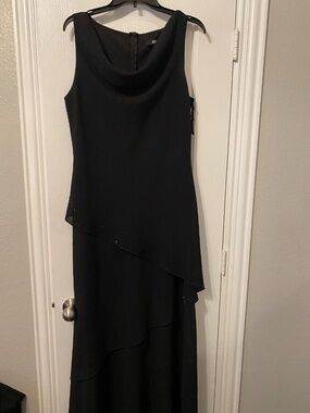 VINTAGE BLACK BEADED 3 TIERED DRESS WITH EMBELLISHMENTS SZ 14 JUMP APPAREL